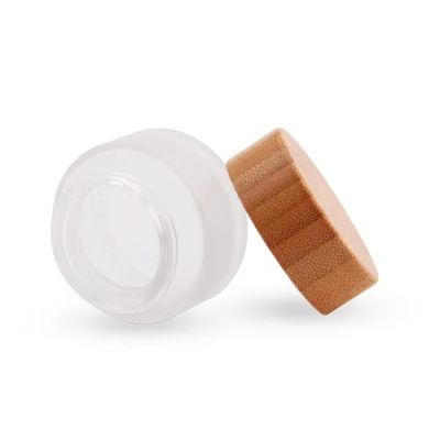 Logo Empty Recycled Cosmetic Glass personalizado 100g range a tampa de bambu geada do disco