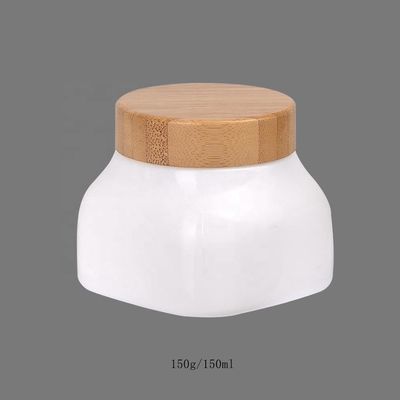 cosmético do frasco do cuidado da cara do creme do bambu de OPAL Glass Serum Bottles With do quadrado 150g