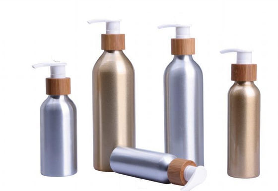 80 120 250 recipientes de bambu da bomba da loção da garrafa 300ml cosmética de alumínio