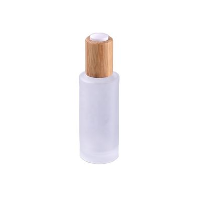 recipientes 18/410 de 30ml de empacotamento cosméticos com o tampão de bambu do conta-gotas do soro
