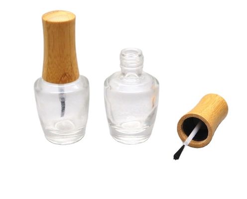 O tampão de bambu da garrafa do verniz para as unhas de ISO2000 13mm 15mm compõe a garrafa de vidro cosmética