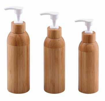 Garrafas cosméticas de bambu 120ml plástico interno da loção dos recipientes da bomba vazia da loção
