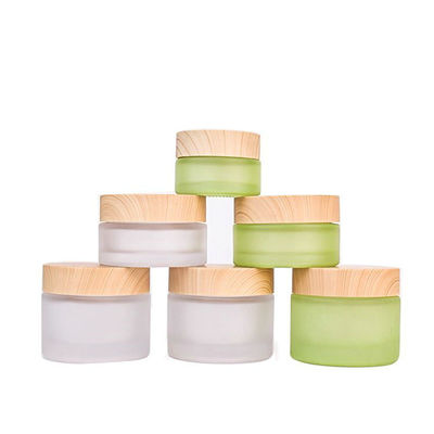 O cosmético vazio redondo de vidro range o empacotamento cosmético de bambu natural do recipiente