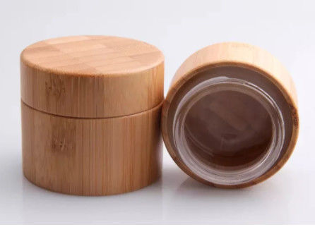 Frasco cosmético do recipiente de bambu natural de madeira da garrafa redonda que empacota o vidro interno