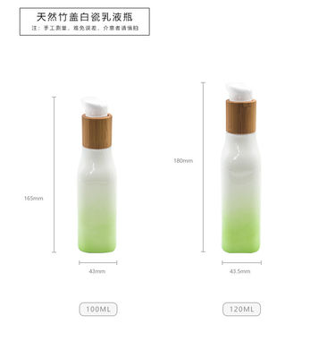 Recipiente cosmético da loção do tampão verde da tampa de OPAL Glass Bottle With Wood do inclinação