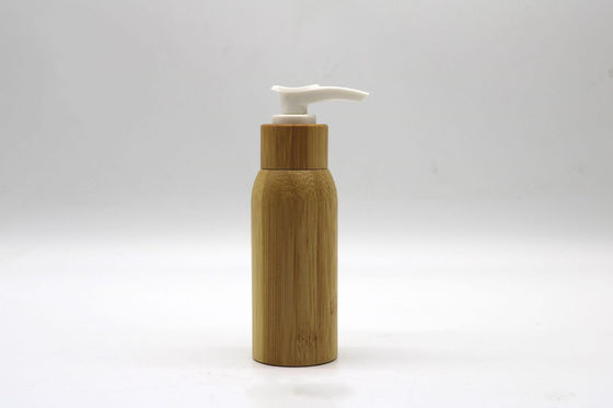 Garrafas cosméticas de bambu 120ml plástico interno da loção dos recipientes da bomba vazia da loção