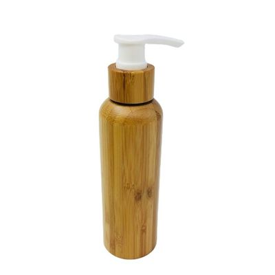 Garrafas cosméticas de bambu 120ml plástico interno da loção dos recipientes da bomba vazia da loção