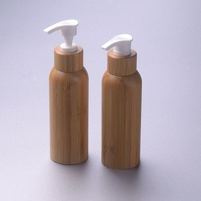 Garrafas cosméticas de bambu 120ml plástico interno da loção dos recipientes da bomba vazia da loção