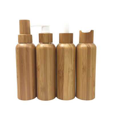 Garrafas cosméticas de bambu 120ml plástico interno da loção dos recipientes da bomba vazia da loção