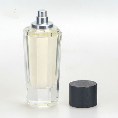 garrafa de perfume de vidro de vidro de primeira qualidade com pulverizador de madeira do tampão e da bomba do ímã