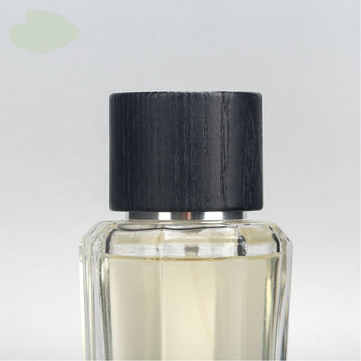garrafa de perfume de vidro de vidro de primeira qualidade com pulverizador de madeira do tampão e da bomba do ímã