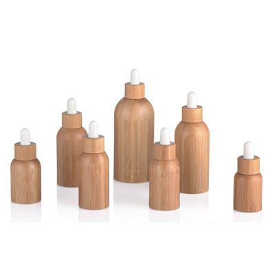 Garrafa de óleo essencial de vidro com cuidados com a pele luxuosos do conta-gotas resistente de bambu da criança