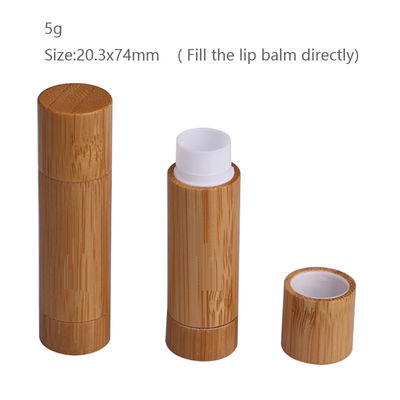 o recipiente de empacotamento cosmético de bambu natural do bálsamo de bordo do tubo do batom 5g compõe