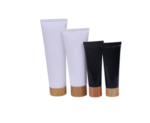 tubos macios plásticos com tampão de parafuso/garrafas de creme cosméticas vazias com bambu