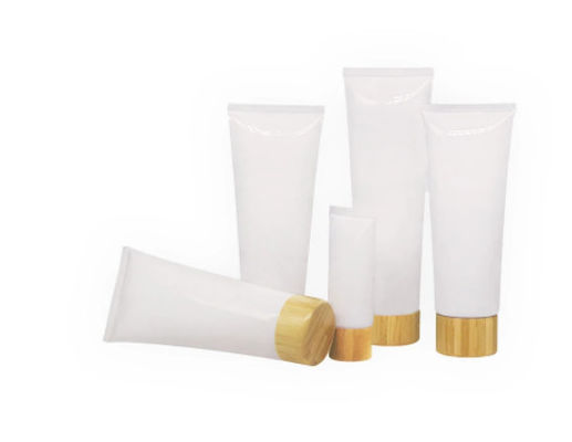 tubos macios plásticos com tampão de parafuso/garrafas de creme cosméticas vazias com bambu