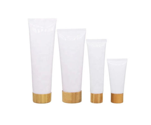 tubos macios plásticos com tampão de parafuso/garrafas de creme cosméticas vazias com bambu