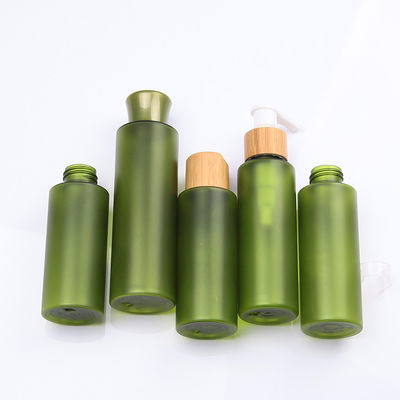 Empacotamento cosmético de bambu do skincare amigável de Eco com a garrafa verde do ANIMAL DE ESTIMAÇÃO