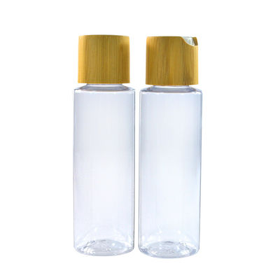Garrafa plástica de venda quente da bomba da loção do ANIMAL DE ESTIMAÇÃO claro natural com tampão de bambu 200ml