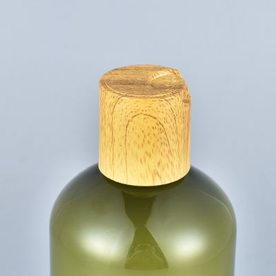 Garrafa verde ambarina de venda quente do champô da loção do ANIMAL DE ESTIMAÇÃO 300ml com tampão de bambu
