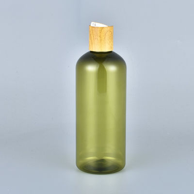 Garrafa verde ambarina de venda quente do champô da loção do ANIMAL DE ESTIMAÇÃO 300ml com tampão de bambu