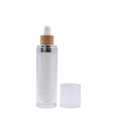 pacote de cuidados com a pele acrílico da garrafa de bambu cosmética do curso de 5g 15g 30g 50g 100g vazio