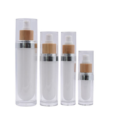 pacote de cuidados com a pele acrílico da garrafa de bambu cosmética do curso de 5g 15g 30g 50g 100g vazio
