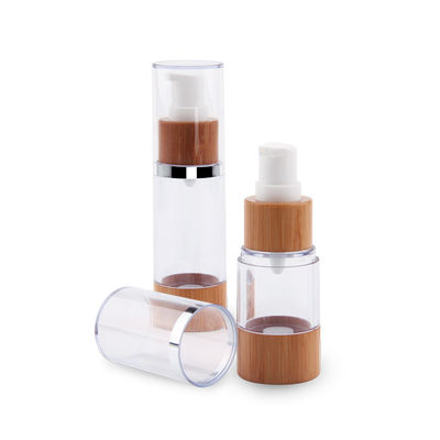 a bomba 50ml mal ventilada vazia engarrafa a essência cosmética do vácuo plástico recarregável de bambu