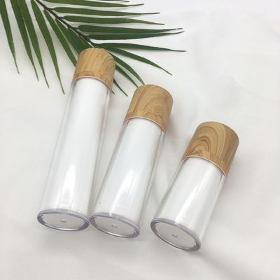 Garrafa cosmética mal ventilada de bambu giratória dupla branca da loção da bomba de vácuo da venda quente