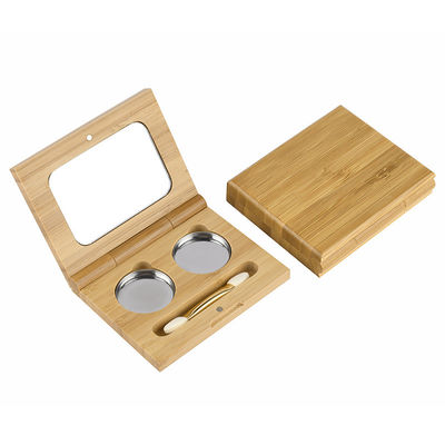 cavidade de empacotamento cosmética vazia do dobro da sombra para os olhos da composição do bambu 10g com escova