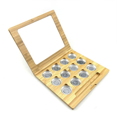 Paleta de bambu de empacotamento cosmética vazia da composição da sombra para os olhos do pó pressionado