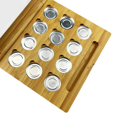 Paleta de bambu de empacotamento cosmética vazia da composição da sombra para os olhos do pó pressionado
