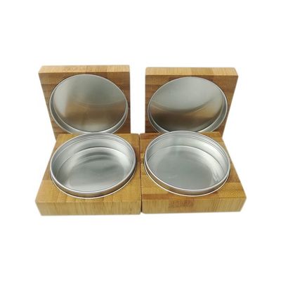 O cosmético vazio range os recipientes de alumínio com pó de bambu da tampa/sombra para os olhos