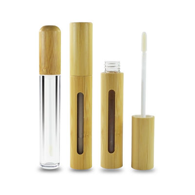 Tubo de bambu amigável do batom do brilho do bordo 6ml do eco vazio para o recipiente cosmético
