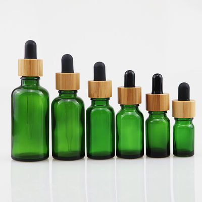 garrafa cosmética do vidro do óleo 100ml essencial com pele de bambu Brown do cuidado do conta-gotas