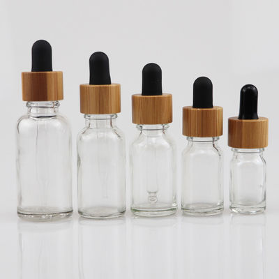 garrafa cosmética do vidro do óleo 100ml essencial com pele de bambu Brown do cuidado do conta-gotas