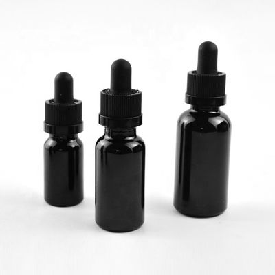 Garrafa de vidro de Matte Frosted Black Essential Oil com a garrafa do tampão do conta-gotas do CR