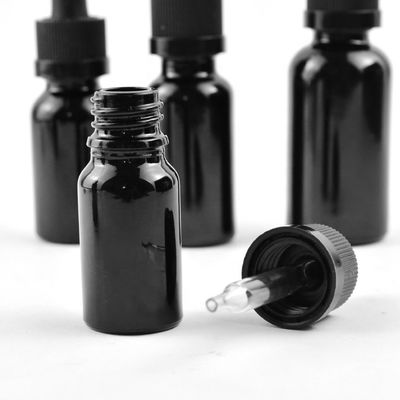 Garrafa de vidro de Matte Frosted Black Essential Oil com a garrafa do tampão do conta-gotas do CR