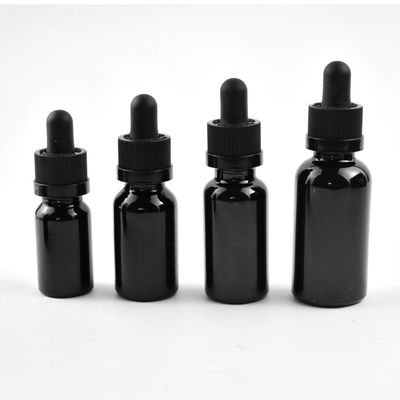 Garrafa de vidro de Matte Frosted Black Essential Oil com a garrafa do tampão do conta-gotas do CR