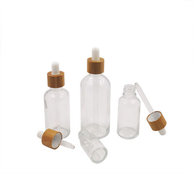 1oz esvaziam garrafas do conta-gotas de Amber Black Essential Oil Glass com tampas de bambu