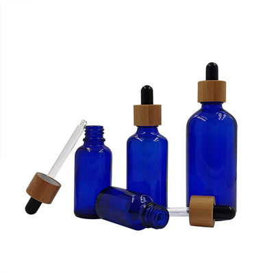 1oz esvaziam garrafas do conta-gotas de Amber Black Essential Oil Glass com tampas de bambu