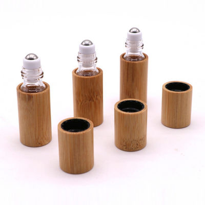 rolo de bambu da garrafa de óleo 15ml essencial no vidro de garrafa com o tampão de bambu natural