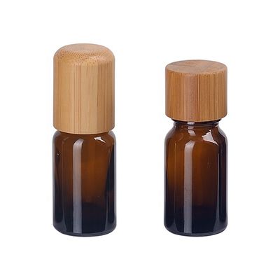 Garrafa de óleo essencial Brown cosmético vazio com o tampão de parafuso de madeira de bambu de 18mm