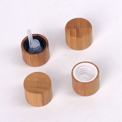 Garrafa de óleo essencial Brown cosmético vazio com o tampão de parafuso de madeira de bambu de 18mm