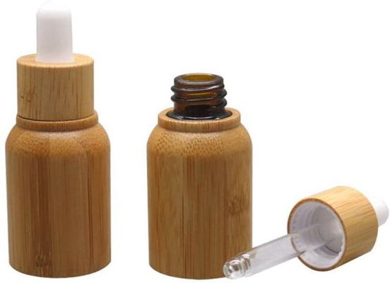 Garrafa de óleo essencial de vidro com cuidados com a pele luxuosos do conta-gotas resistente de bambu da criança